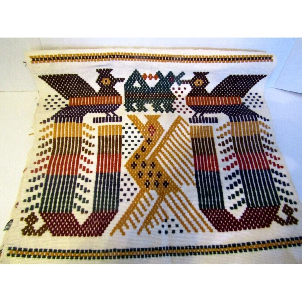 Vtg Chichicastenango Textiles Table Runner Hand Stitched Scandinavian Folk Art